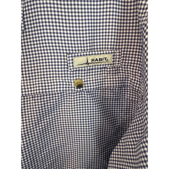 Habit Blue & White Gingham Sun Resistant Vented Fishing Shirt Size 2XL - Picture 3 of 8